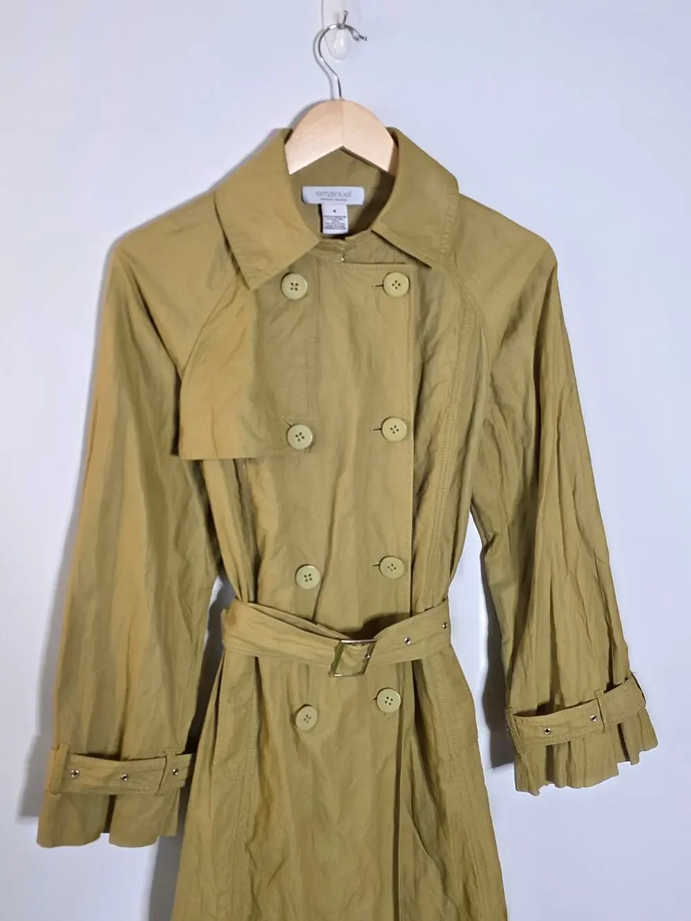 Emanuel Ungaro long line asymmetrical yellow/Green Trench Coat Size 6 - Picture 1 of 14